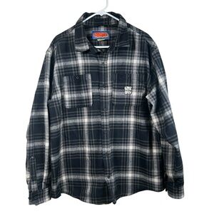 NWOT Empyre Browser Black & Grey Plaid Flannel Shirt Size XL